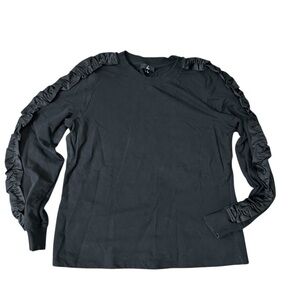 J Jason Wu Sweatshirt with Ruffle Sleeve Sz Small Black Longsleeve